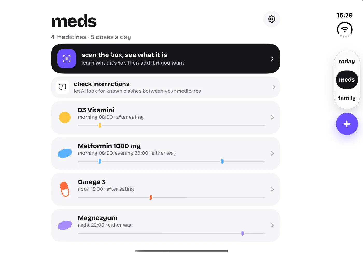 Unfolded iPhone Duo, Meds screen