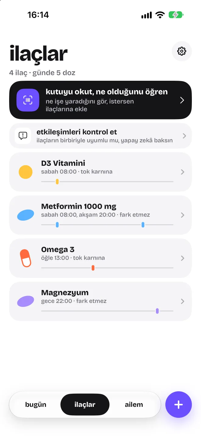 İlaçlar ekranı